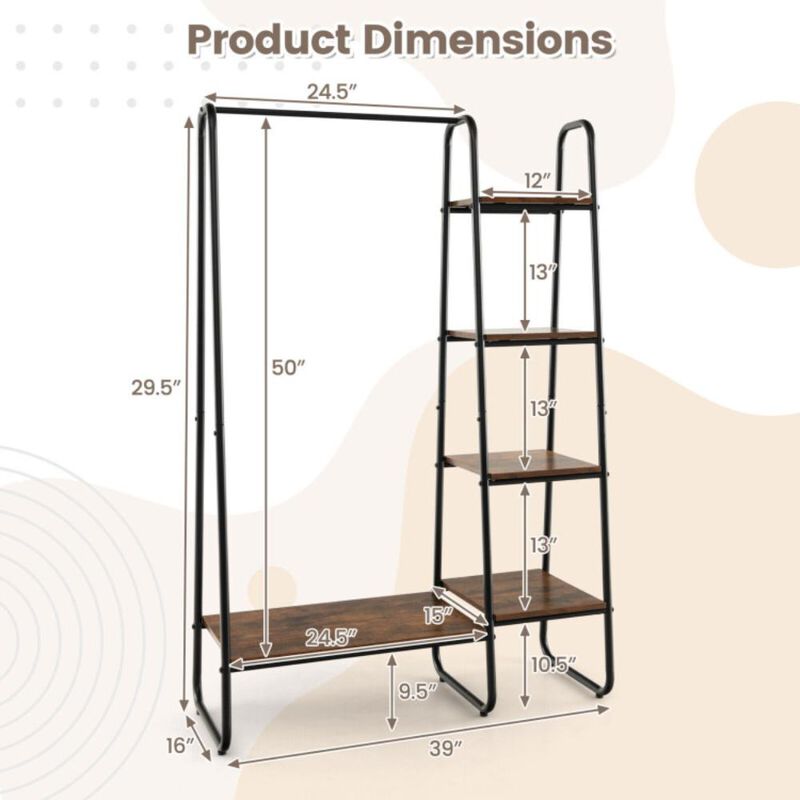 Hivvago Clothes Rack Free Standing Storage Tower with Hanging Bar