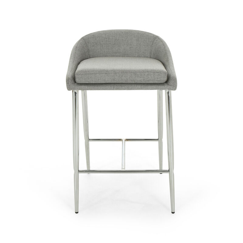 Modern Upholstered Counter Stools with Chrome Base (Set of 2)