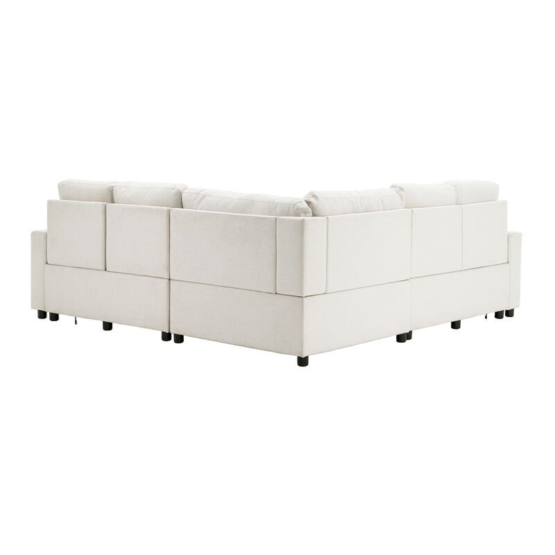 Merax Power Recliner Linen Sectional Sofa