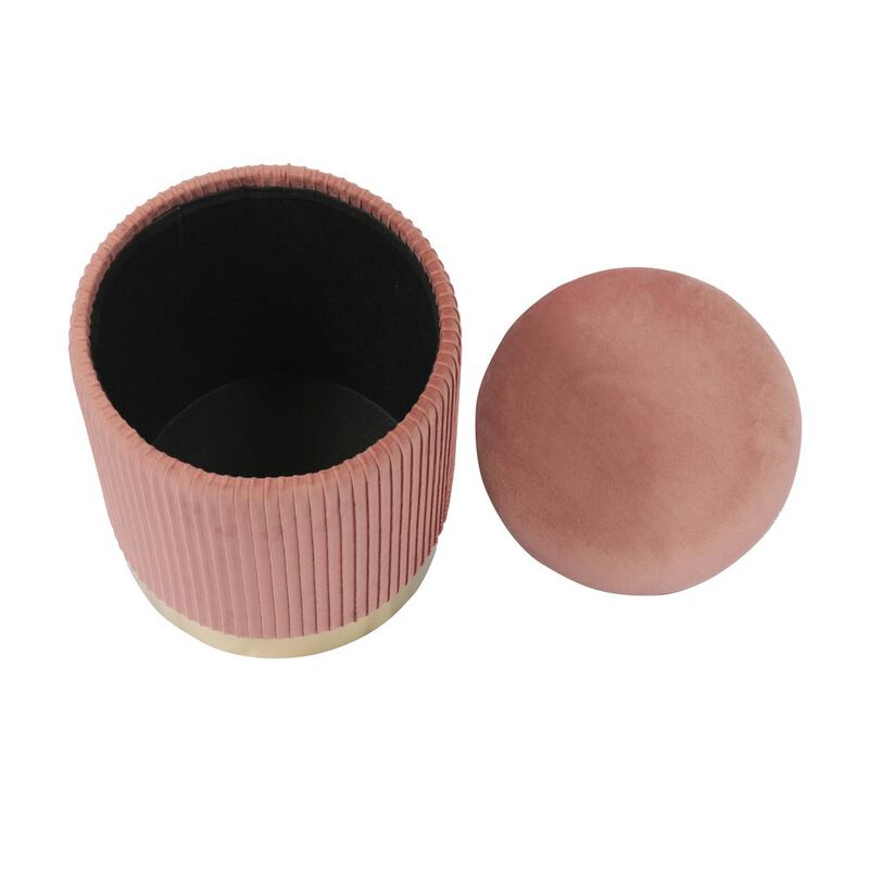 Belen Kox Blush Velvet Storage Ottoman, Belen Kox