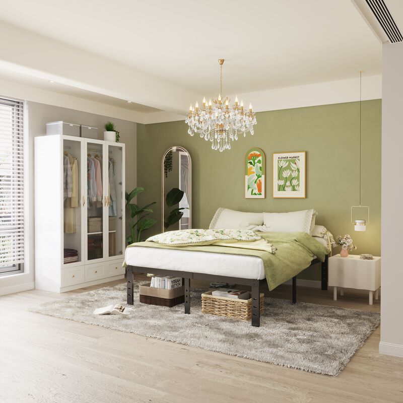 Elegent Wardrobe With Tempered Glass Door And Adjustable Lights