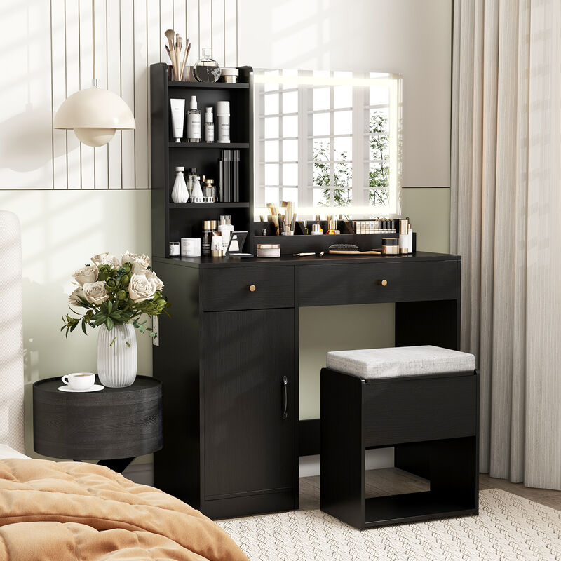 Vanity Dressing Table and Chair Set with Mirror and Lights