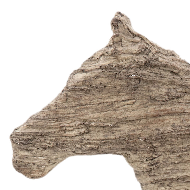 20 Inch Accent Decor Figurine Polyresin Standing Horse, Natural Wood Finish - Benzara