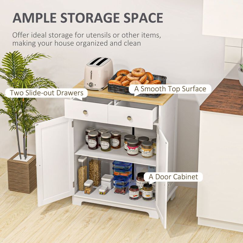 Sideboard Buffet Cabinet: Solid Wood Top, 2 Drawers