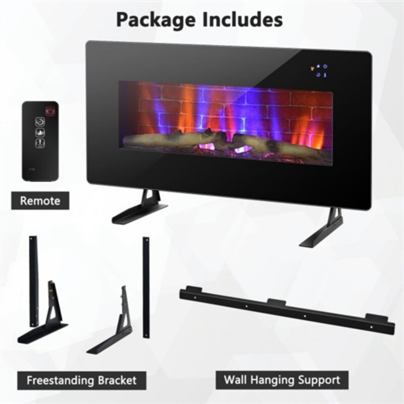 Electric Fireplace Heater – Wall-Mount or Freestanding, Remote-Controlled with Adjustable Flames & Temperature
