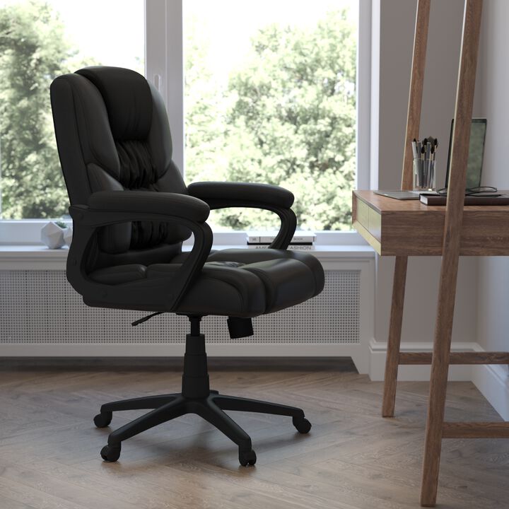 Flash Fundamentals Big & Tall 400 lb. Rated Black LeatherSoft Swivel Office Chair with Padded Arms