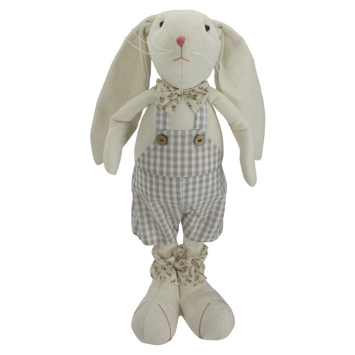 14.5-Inch Beige and Cream Standing Boy Easter Bunny Rabbit Spring Figure