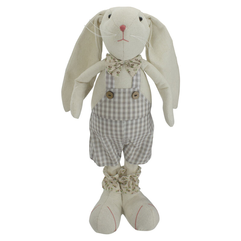 14.5-Inch Beige and Cream Standing Boy Easter Bunny Rabbit Spring Figure