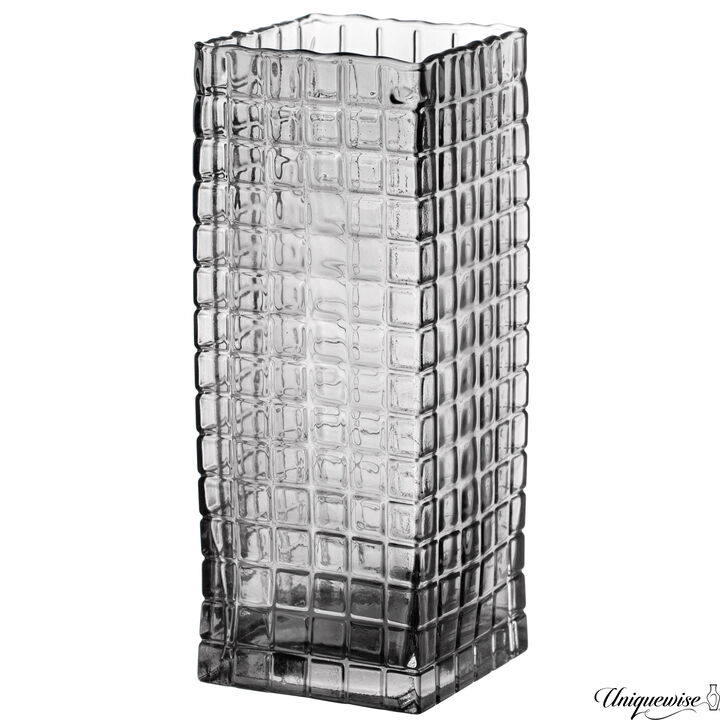 10-Inch Square Frosted Grey Vase