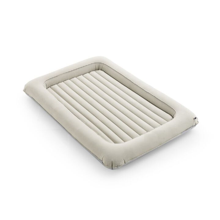 2-in-1 Multi-Purpose Inflatable Toddler Travel Bed Air Mattress Set with Electric Pump-Gray