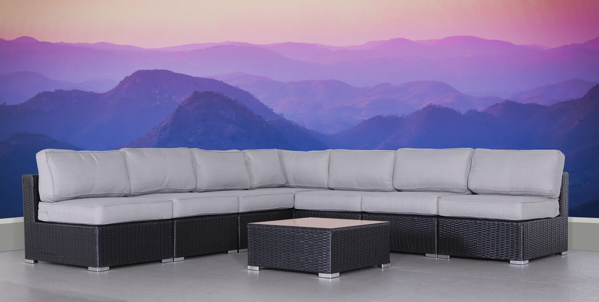 Living Source International Wicker Fully Assembled 6 - Person Seating Group with Cushions (Black And Gray)