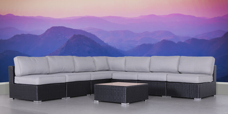 Living Source International Wicker Fully Assembled 6 - Person Seating Group with Cushions (Black And Gray)