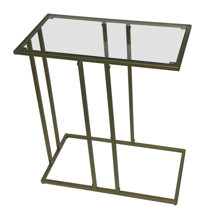 Carolina Living Serena End Table - Tempered Clear Glass - Antique Gold
