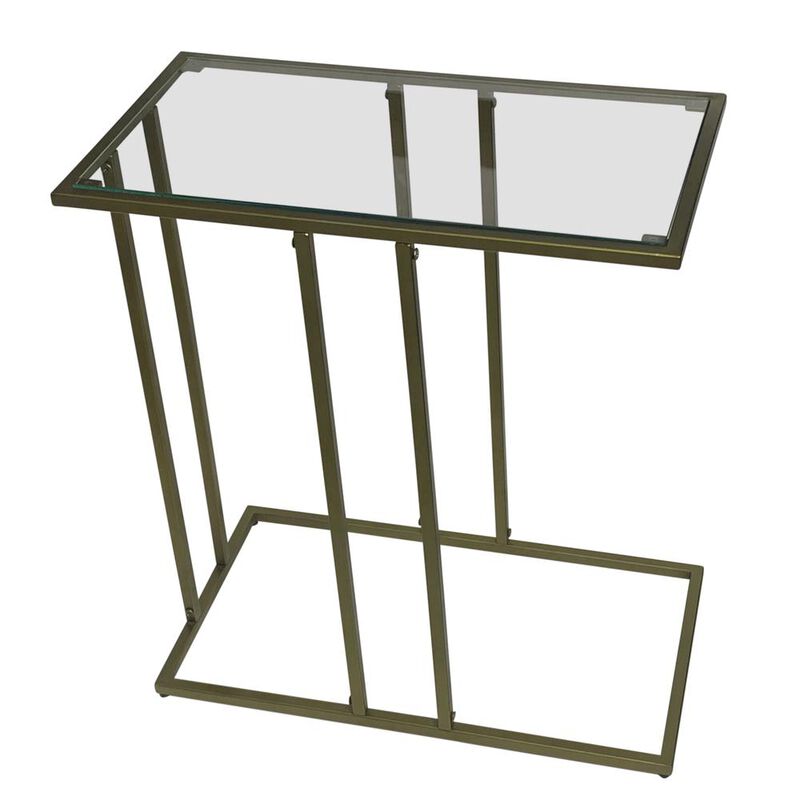 Carolina Living Serena End Table - Tempered Clear Glass - Antique Gold