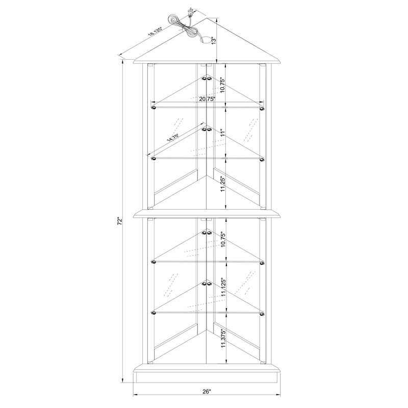Corner Curio Display Cabinet with Lights Adjustable Tempered Glass Shelves for Elegant Home Decor
