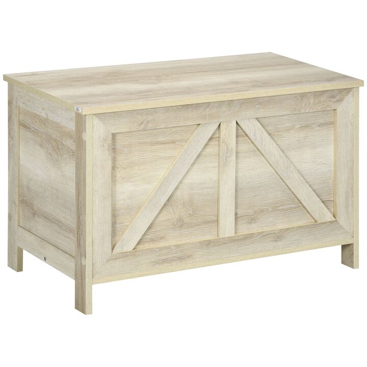 White Farmhouse Organizer: 30" Lift Top Storage Chest with Safety Hinge