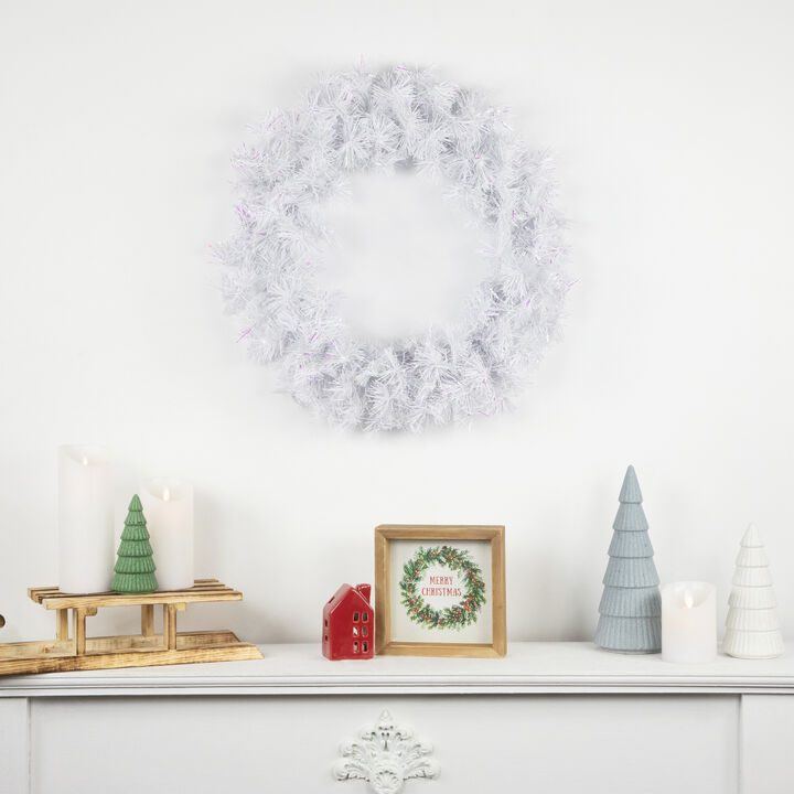 Icy White Iridescent Spruce Artificial Christmas Wreath - 18-Inch  Unlit
