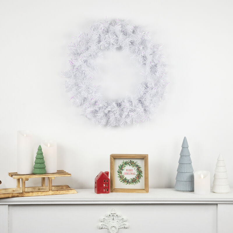 Icy White Iridescent Spruce Artificial Christmas Wreath - 18-Inch  Unlit