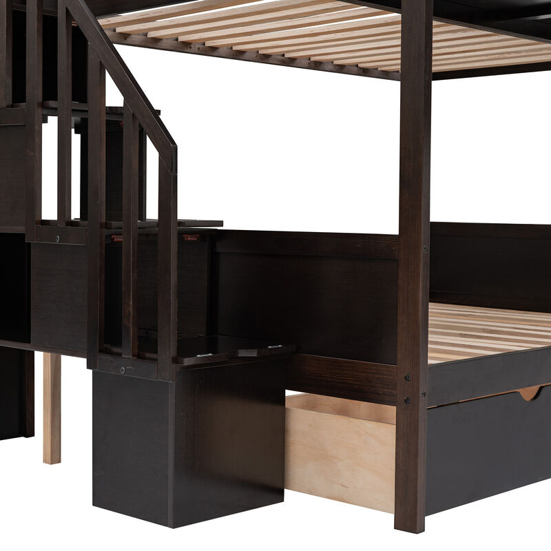 Merax Bunk Bed with Shelves  and Storage Staircase