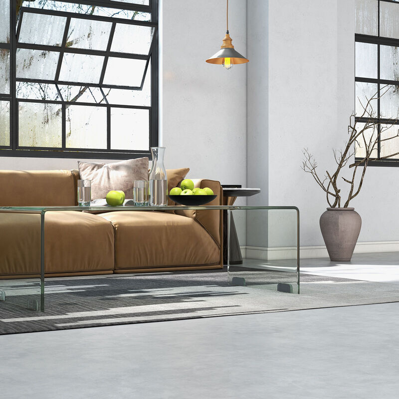 42 x 19.7 Inch Clear Tempered Glass Coffee Table with Rounded Edges