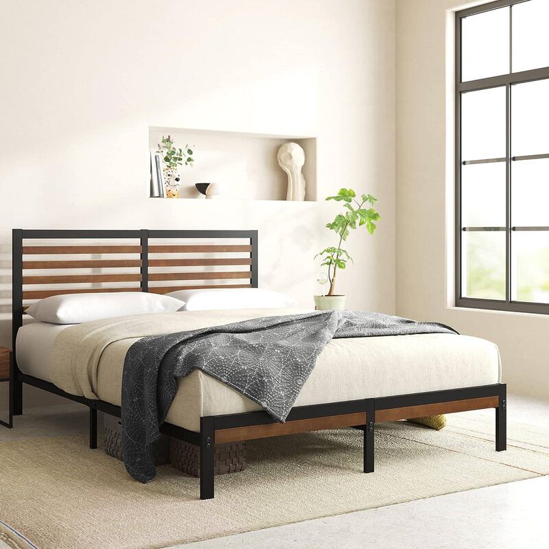 Hivvago King Size Eco Friendly Bamboo Metal Platform Bed Frame