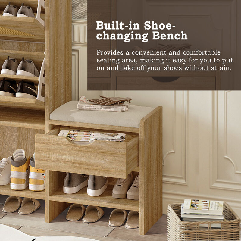 Merax Modern Storage Cabinet Shoe Organizer With 2 Flip Drawers