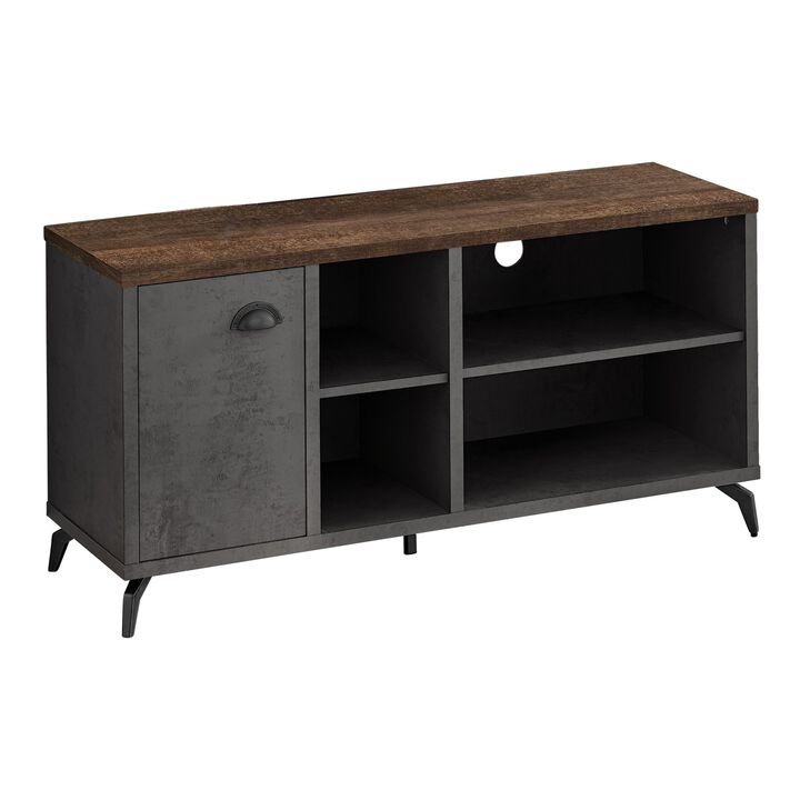 Monarch Specialties I 2830 Tv Stand, 48 Inch, Console, Media Entertainment Center, Storage Cabinet, Living Room, Bedroom, Laminate, Metal, Grey, Brown, Contemporary, Modern