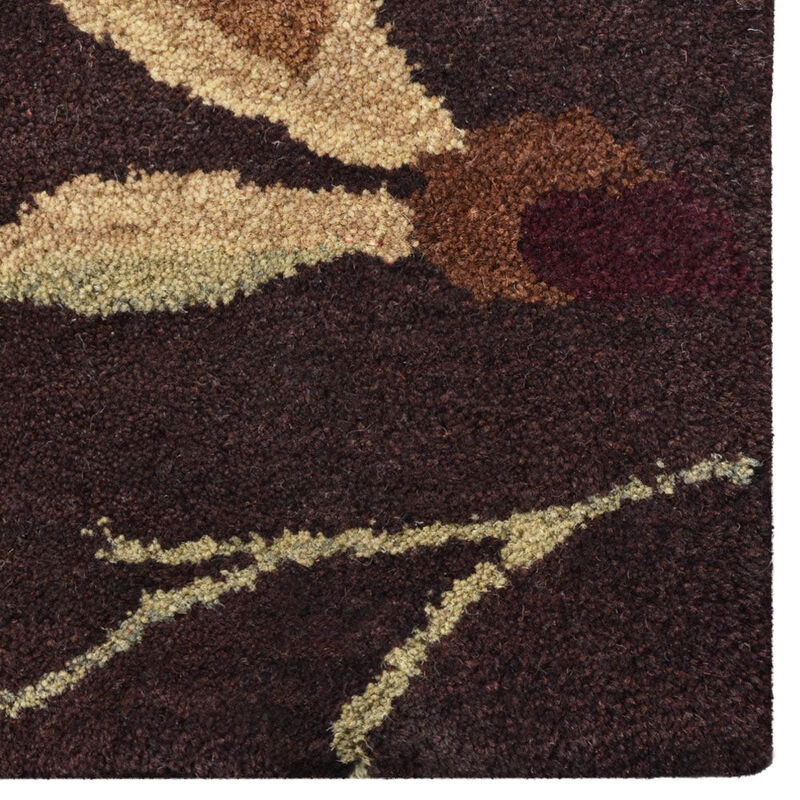 RUGSOTIC CARPETS HAND TUFTED WOOL ECO-FRIENDLY AREA RUGS  - 9'x12', Rectangle Shape, Brown, Floral Modern Design, High Pile Thick Handmade Anti Skid Area Rugs for Living Room, Bed Room (K00670)