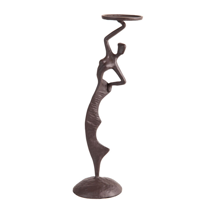 Fancy Lady Cast Iron Sculpture Candle Holder