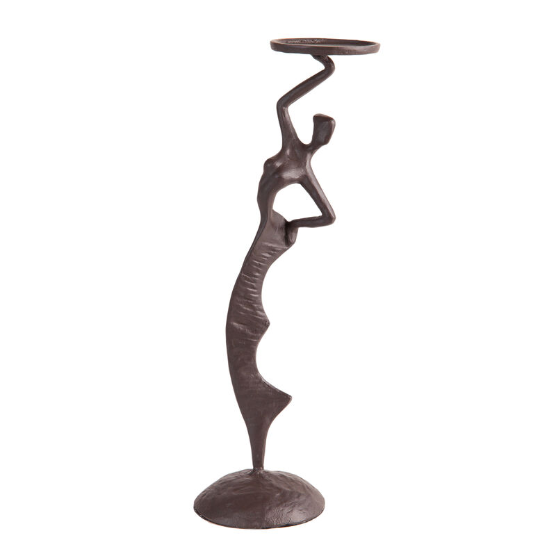 Fancy Lady Cast Iron Sculpture Candle Holder