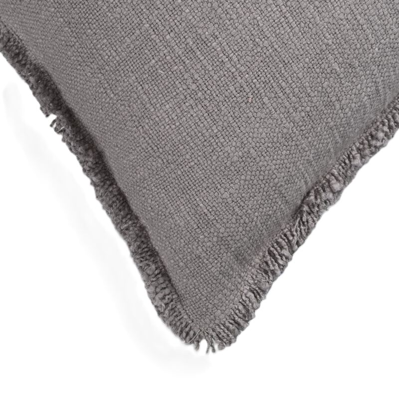 Organic Chic washed textured cotton solid pillow with frayed edges