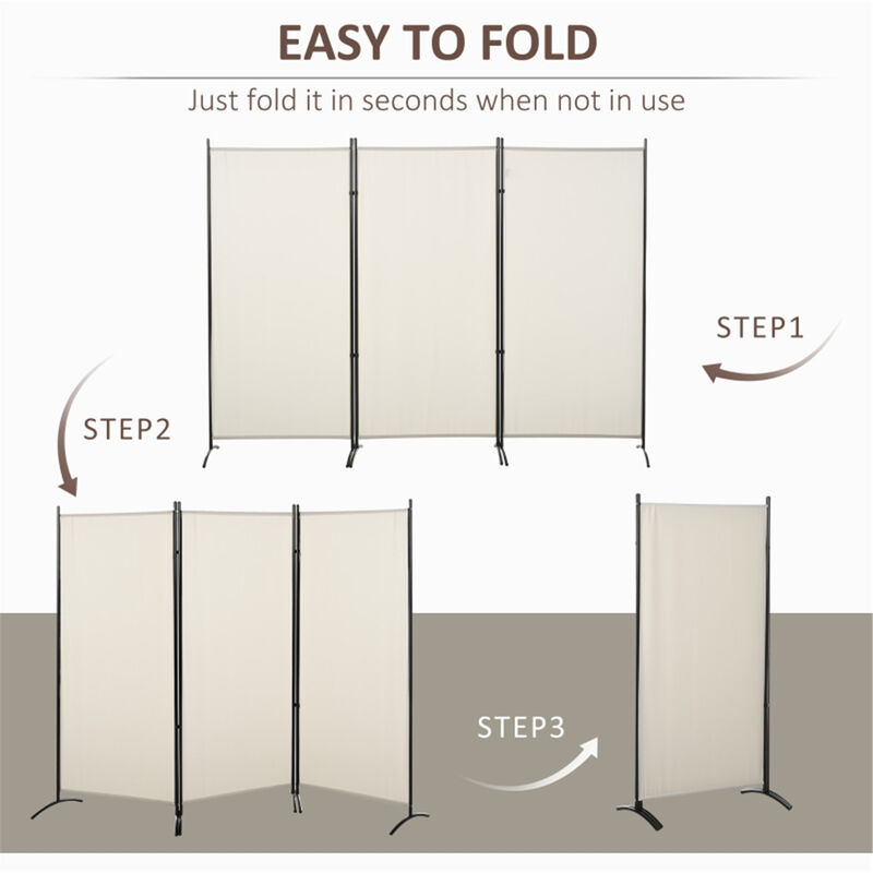 3-Panel Privacy Screen Portable Room Divider with Hinged Design