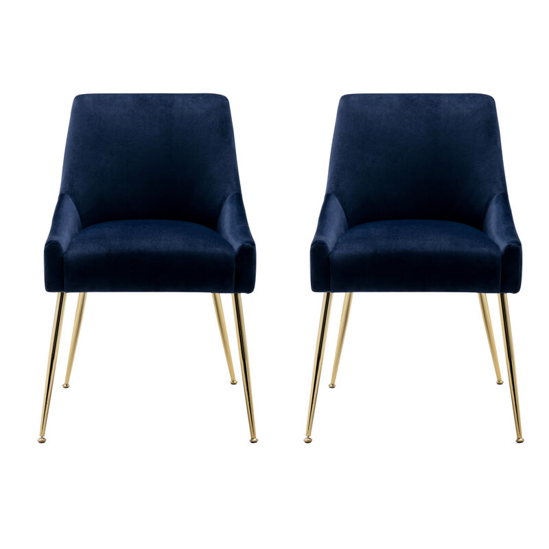 WestinTrends Upholstered Velvet Accent Chair With Metal Leg (Set of 2)