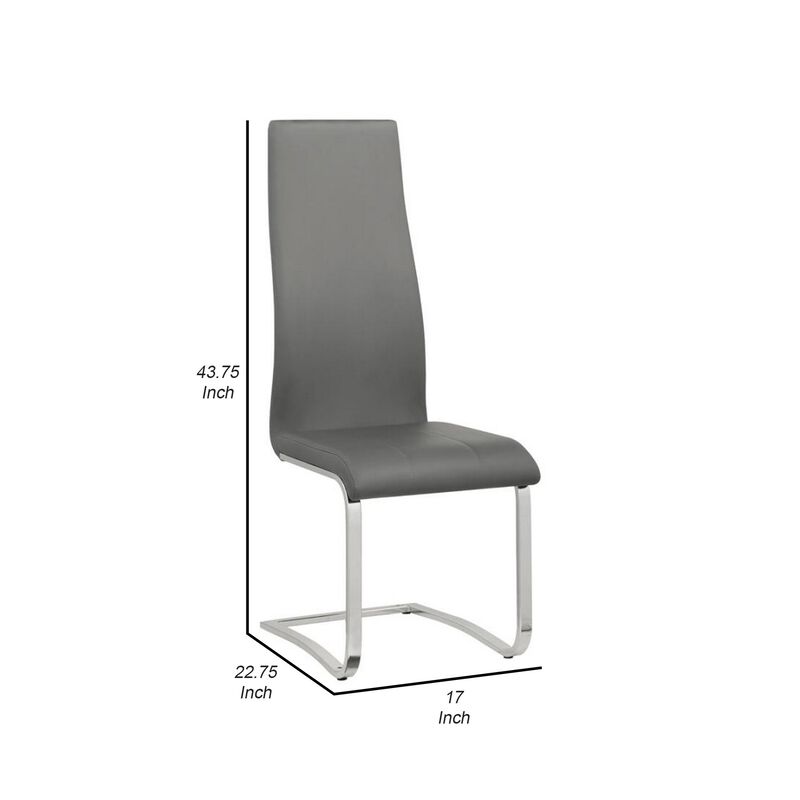 Leatherette Dining Chair with Breuer Style, Set of 4, Gray-Benzara