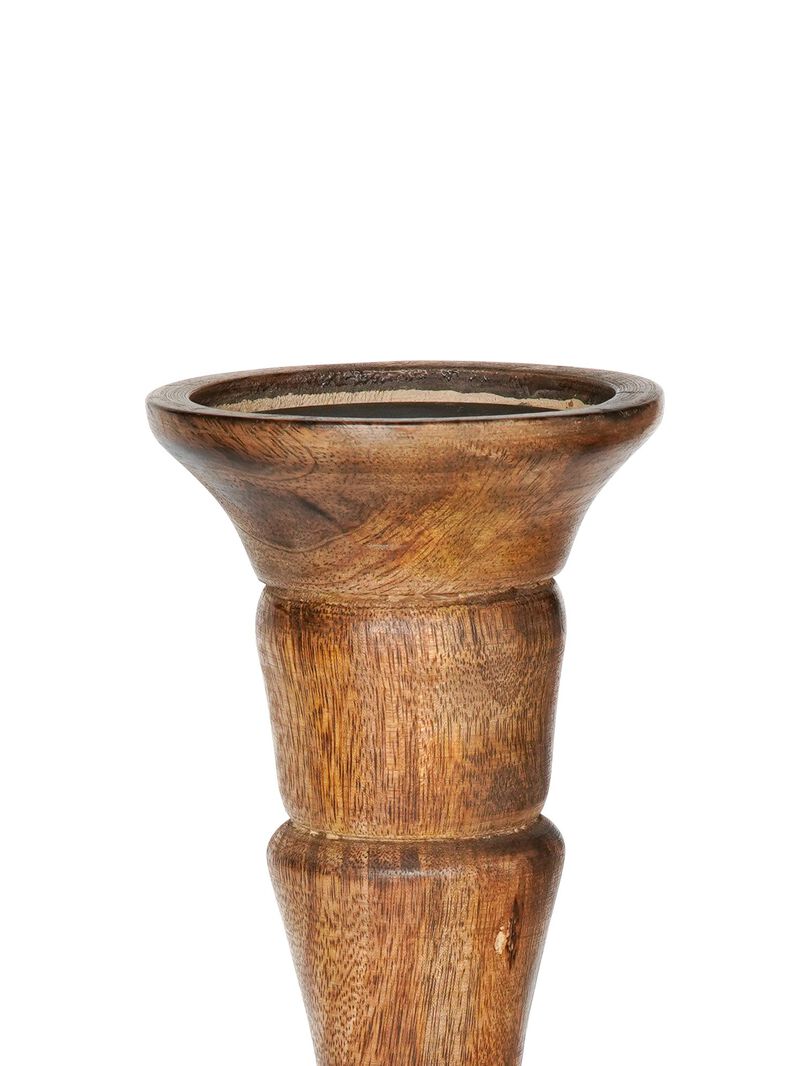 Traditional Medium Burnt Eco-friendly Handmade Mango Wood Set Of Four 6",9",12" & 15" Pillar Candle Holder