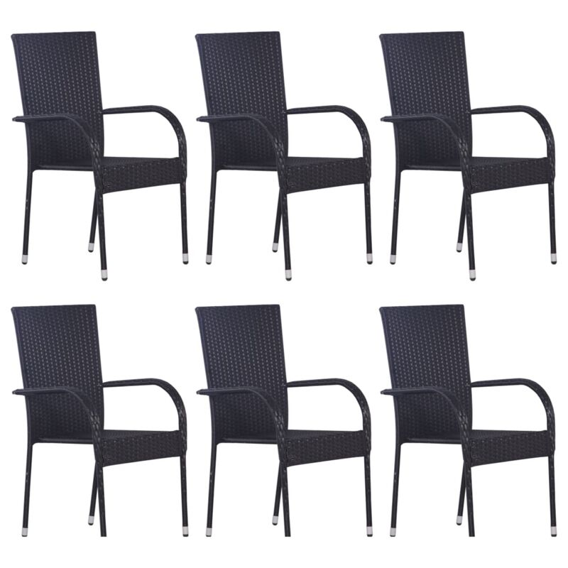 vidaXL 7 Piece Garden Dining Set Poly Rattan Black