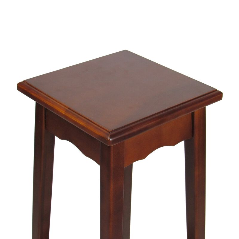 39.5 Inch Plant Stand with Tapered Slanted Legs and Bottom Shelf, Brown - Benzara