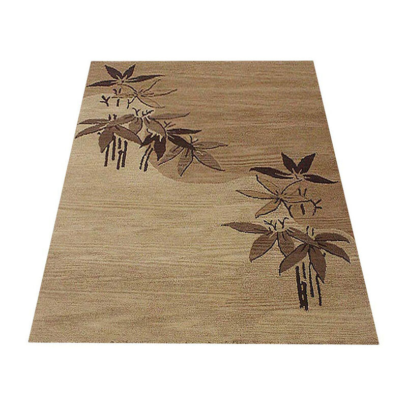 RUGSOTIC CARPETS HAND TUFTED WOOL ECO-FRIENDLY AREA RUGS  - 9'x12', Rectangle Shape, Light Brown, Floral Modern Design, High Pile Thick Handmade Area Rugs for Living Room, Bed Room (K00905)