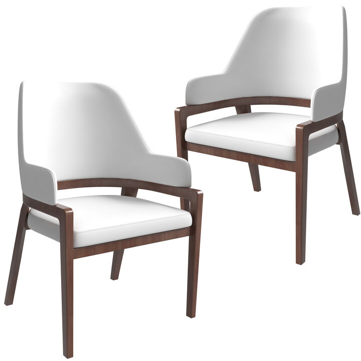 Leisuremod Ethora Collection Modern Wooden Dining Chair in Light Toupe Set of 2