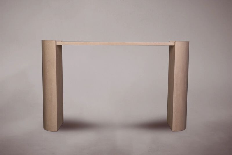 D-Shaped Travertine Console Table 60"