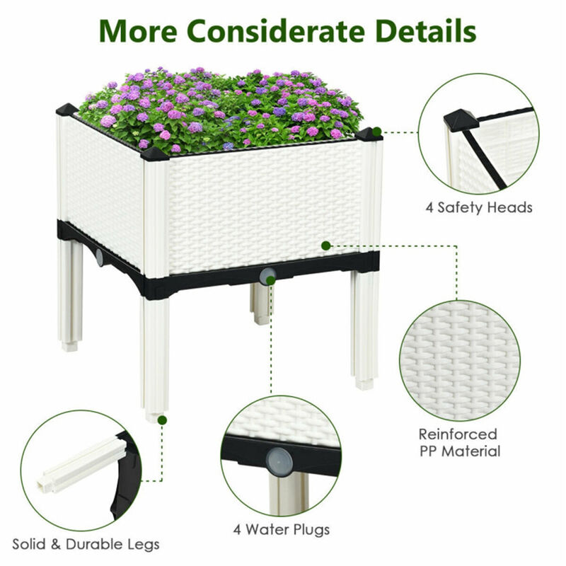 4PCS Raised Garden Bed, Elevated Planter Box Set for Outdoor Gardening