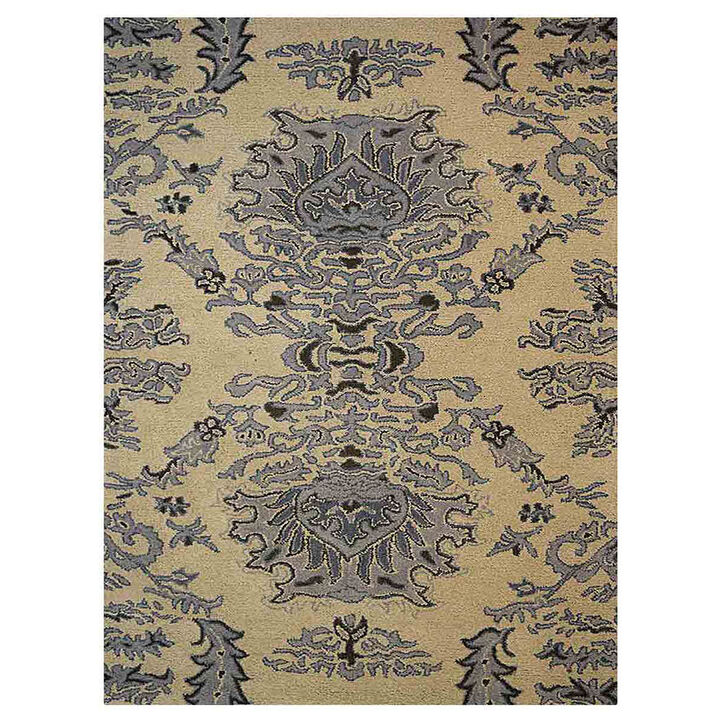 RUGSOTIC CARPETS HAND TUFTED WOOL ECO-FRIENDLY AREA RUGS  - 8'x10', Rectangle Shape, Beige & Blue, Classic Oriental Traditional  Design, High Pile Thick Handmade Anti Skid Area Rugs (K00937)