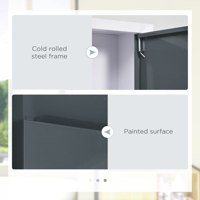 White/Grey Wall Storage: Medicine Cabinet with Lock for Bathroom & Kitchen