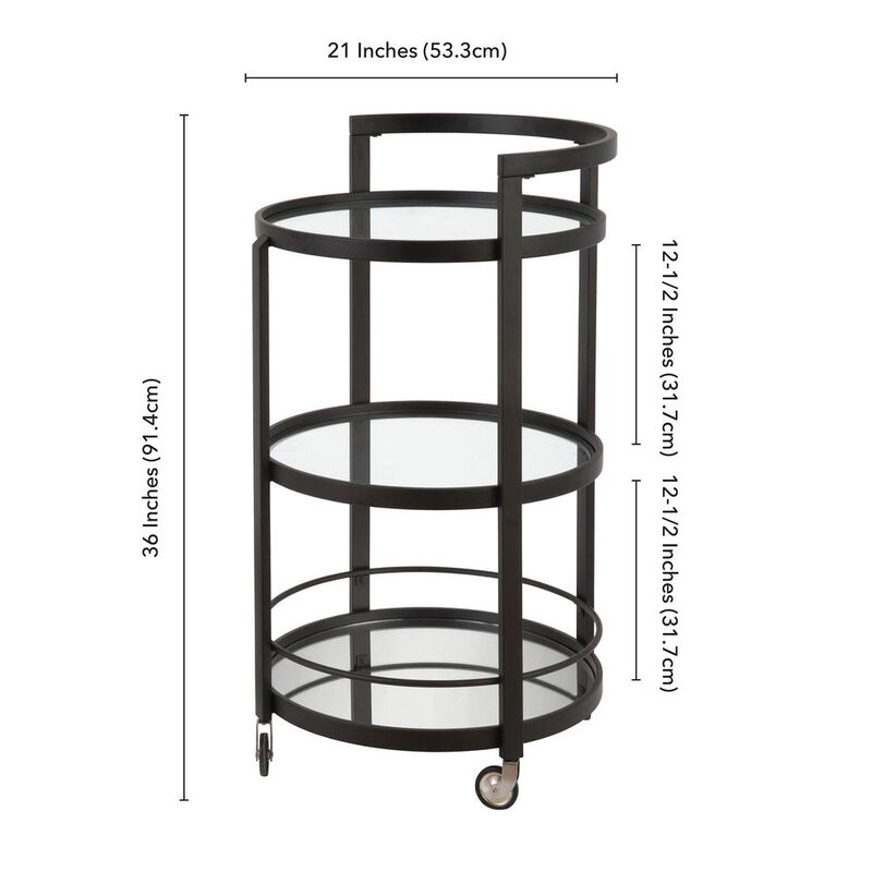 Hudson&Canal Hause 21'' Wide Round Bar Cart in Blackened Bronze