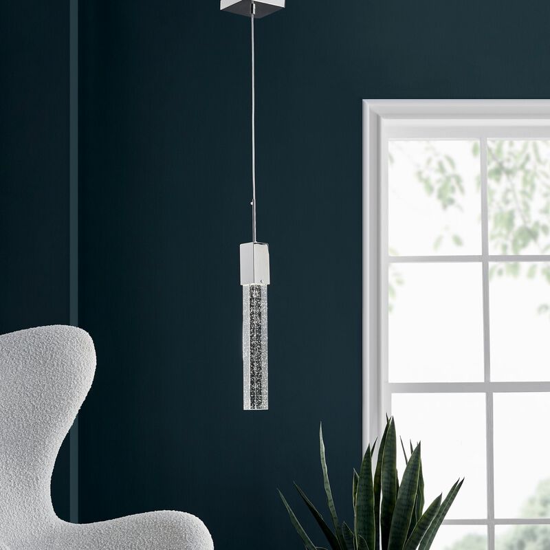 Sparkling Night Chandelier Chrome Metal and Acrylic 1 LED light Dimmable Extra Large