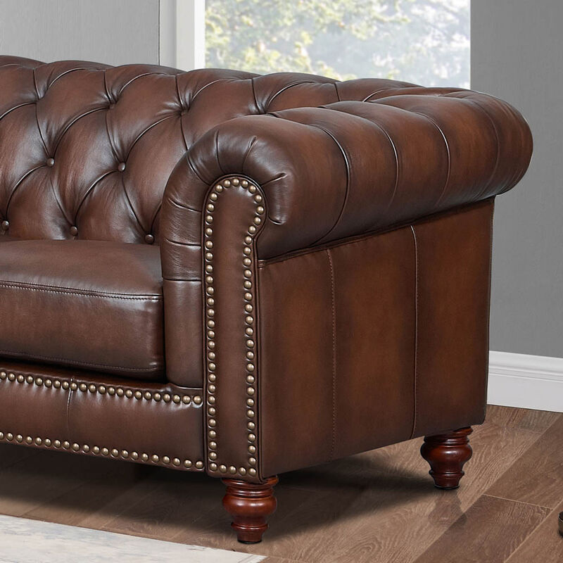 Alton Bay Top Grain Leather Symmetrical Chesterfield Sectional