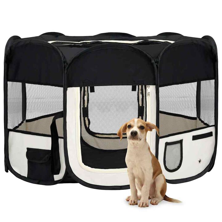 Foldable Dog Playpen with Carrying Bag Blue 43.3"x43.3"x22.8"