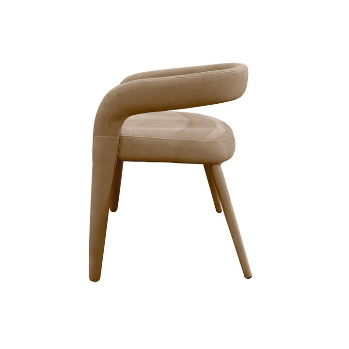 Lon 23 Inch Dining Chair, Cushioned Seat, Curved Open Back, Beige Polyester - Benzara