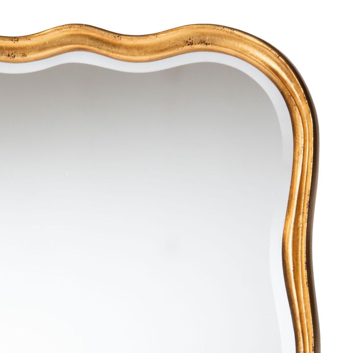 Baxton Studio Fredrika Antique Goldleaf Scalloped Wood Accent Wall Mirror
