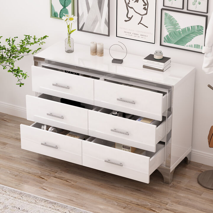 Merax Elegant High Gloss Dresser with Metal Handle